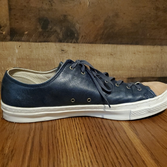 Converse Chuck Taylor All Star Leather Ox Shoes 136696C Navy Tan Toe Mens Sz 13 - Picture 8 of 13